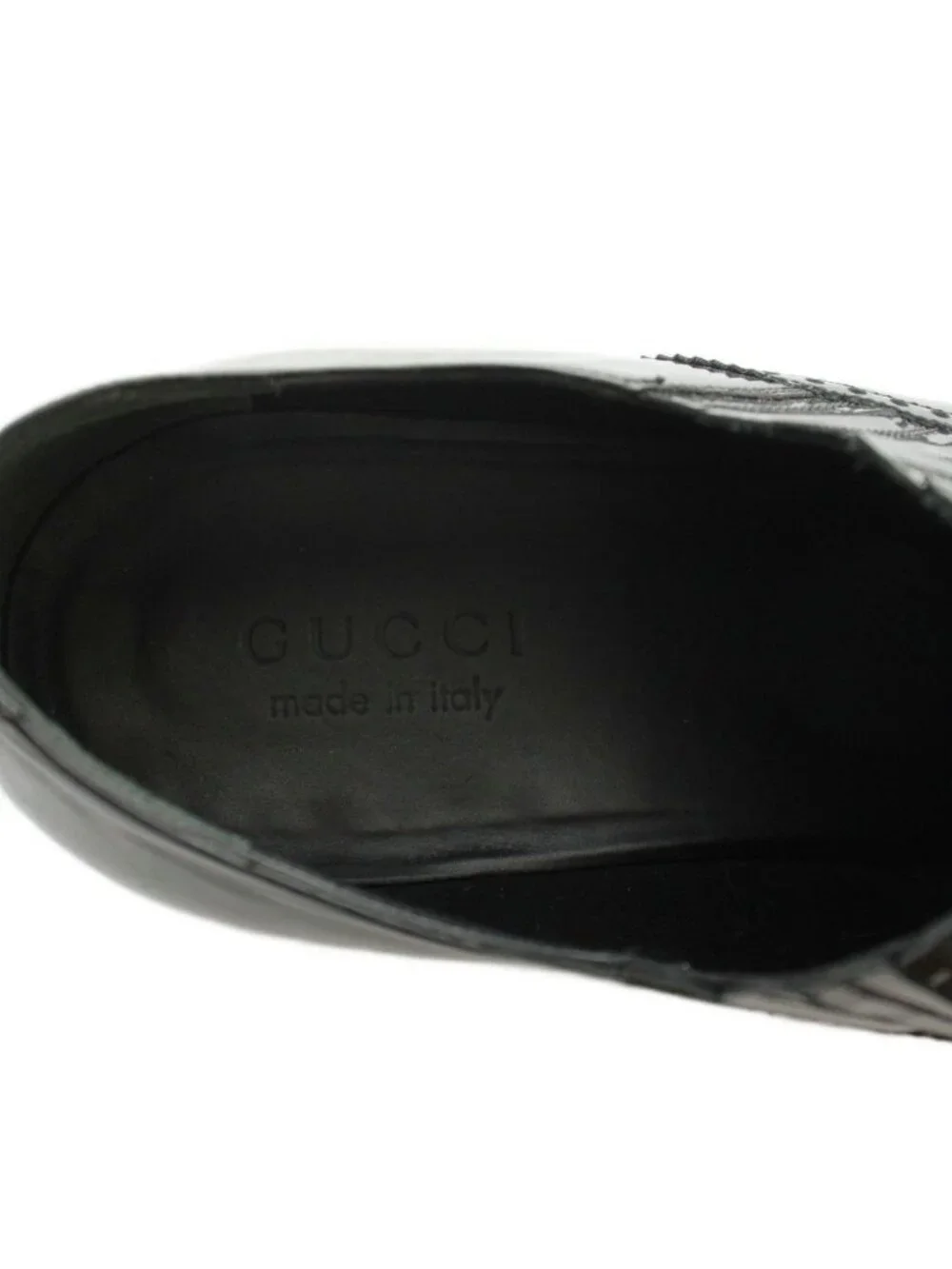 Gucci Dress Shoes Logo Patent Black 9.5
